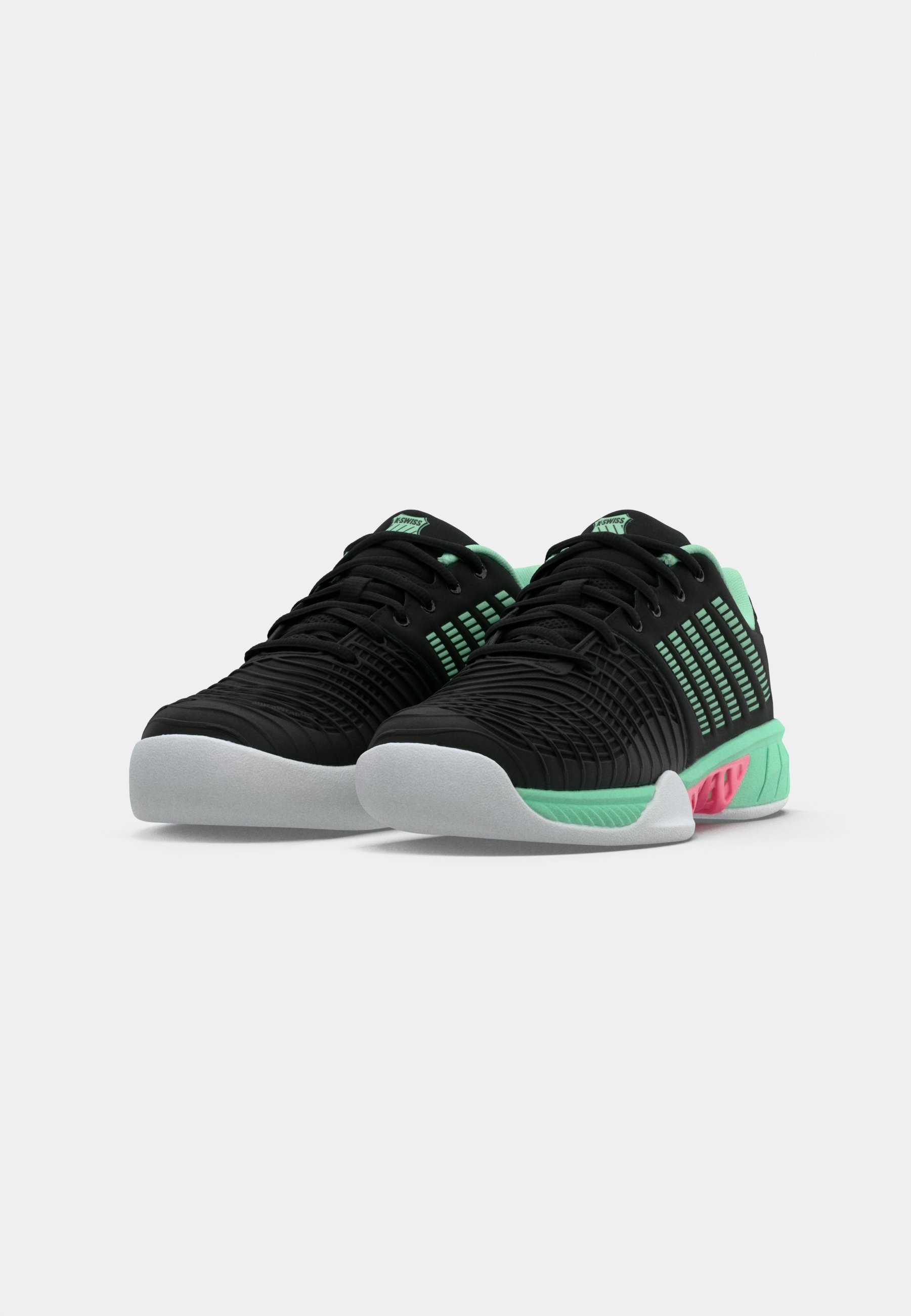 K-SWISS EXPRESS LIGHT 3 CARPET - Scarpe da tennis per campi in moquette - nero/verde menta fluo/rosa pastello fluo