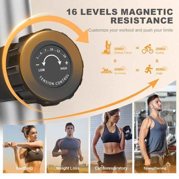 New elliptical trainer - with Bluetooth app - 16 levels of magnetic resistance - multi-function LCD screen - quiet