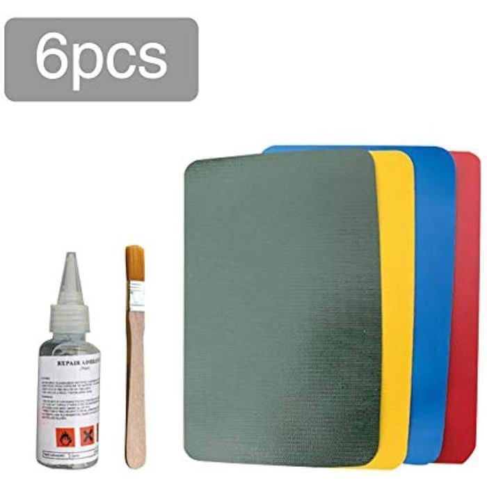 Juego de 6 parches adhesivos de PVC para botes inflables, canoas y kayaks; kit de reparación; color aleatorio