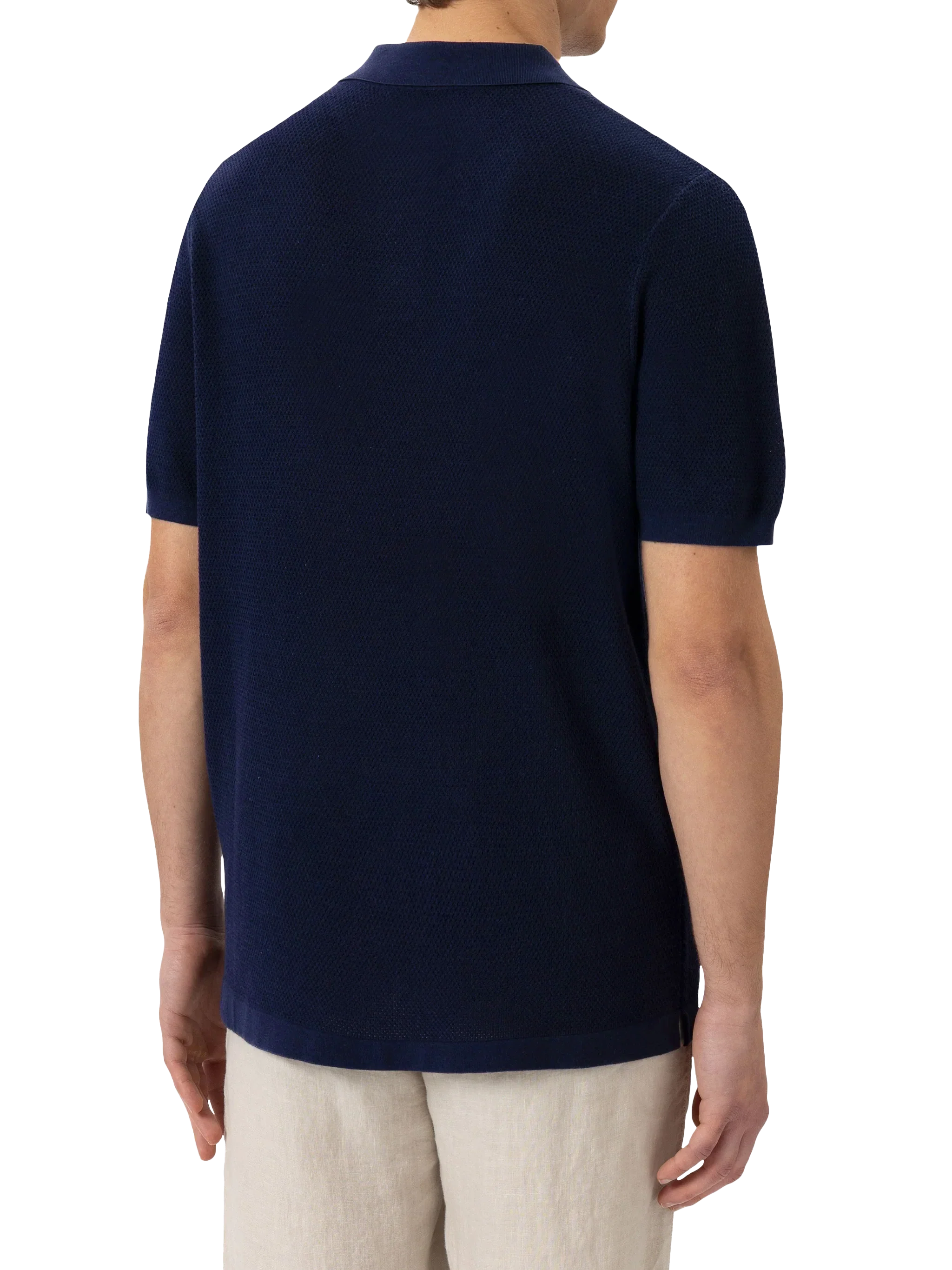 Sloan poloshirt zonder knoopjes in marineblauw mesh