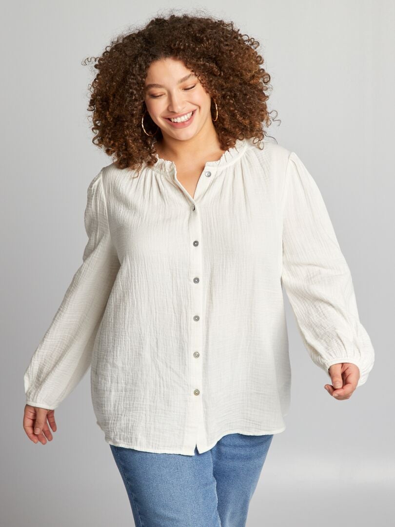 Blusa de gaze de algodão - BRANCA