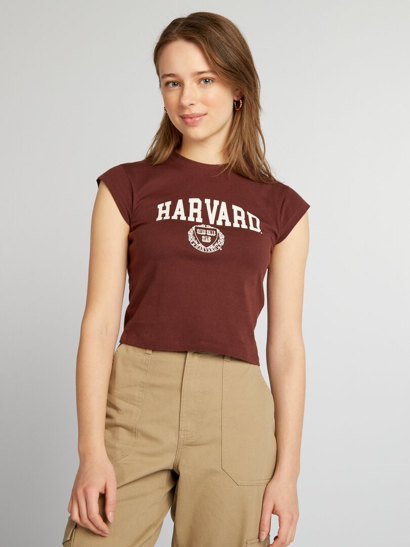 'Harvard' crop top met ronde hals - ROOD