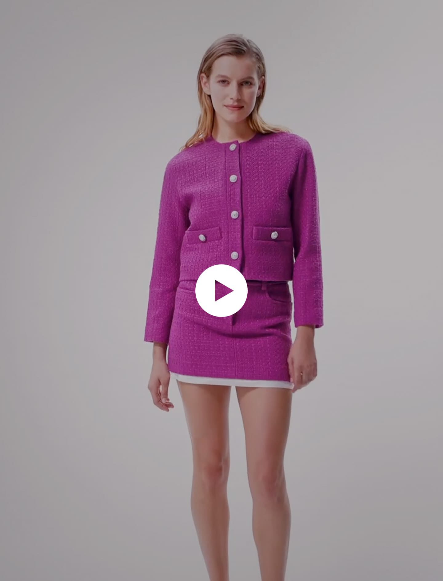 Fuchsia tweed jasje - Rose