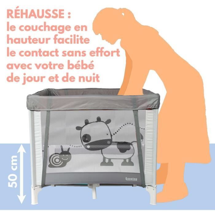 BAMBISOL - Box/culla pieghevole per bambini 90x90 cm con 2 livelli per dormire - Borsa per il trasporto, area gioco