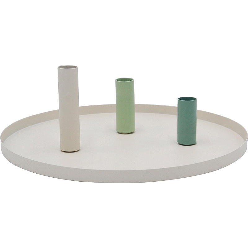 Portacandele Home ø 30 cm con 3 portacandele in metallo color crema