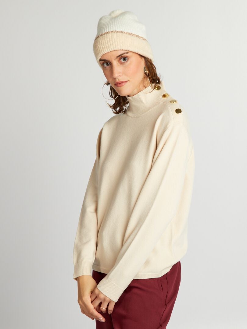 Jersey de punto con botones estampados - BLANCO