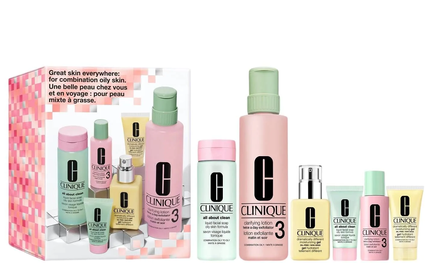 Clinique Great Skin Everywhere Zestaw prezentowy do skóry mieszanej i tłustej