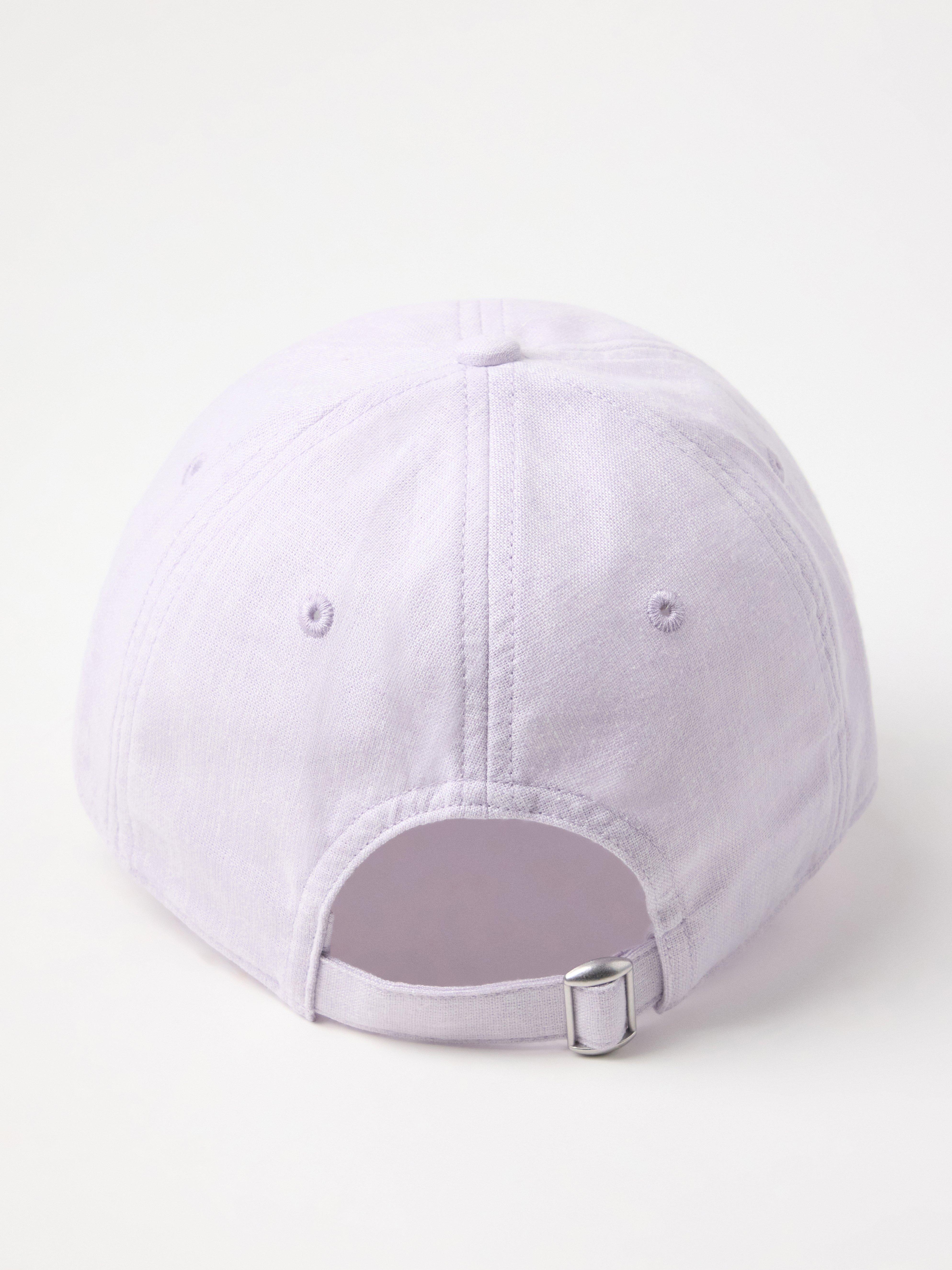 Gorra de mezcla de lino color lila claro empolvado