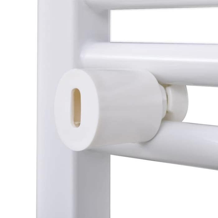 Sèche-Serviettes Chauffage Central - Incurvé - 600x1160mm - Acier - Blanc - Connecteurs