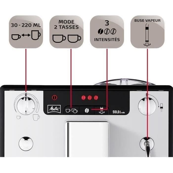 Máquina de café MELITTA Solo & Milk em grãos - Prata