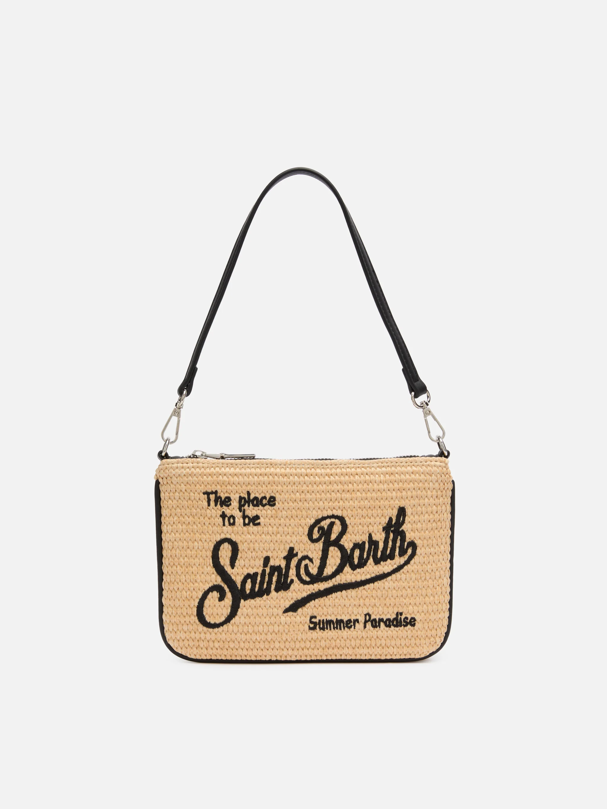 Parisienne Mini pouch effetto paglia beige