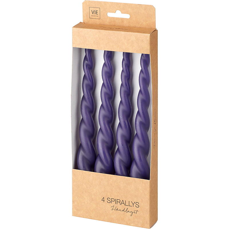 Vie Selected Spiral kaars, 4-pack, 24 cm, paars