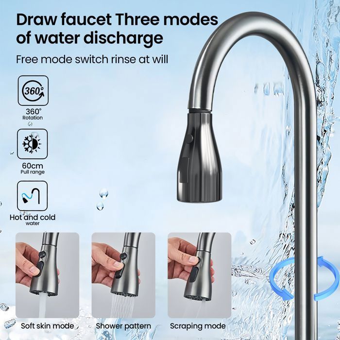 Évier de cuisine multifonction 75 x 45 cm, avec robinet rotatif, lavage de tasse, distributeur de savon, bec cascade, affichage LED