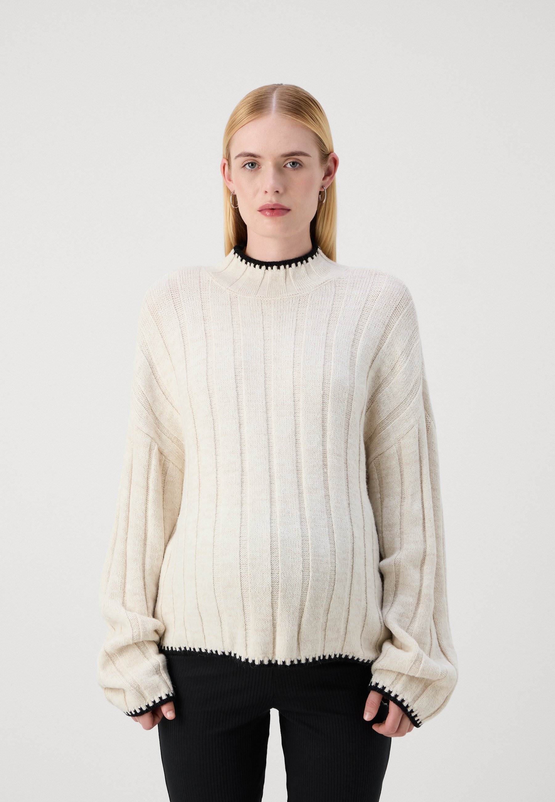 SOLO MATERNITY MCHICK STITCH HIGHNECK - Maglione - pietra pomice/nero