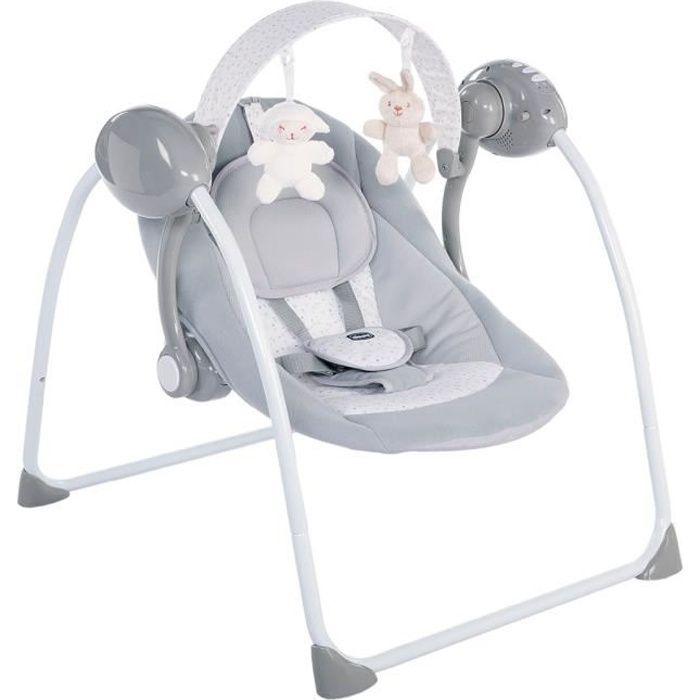 Columpio Chicco Relax and Play - Gris - Columpio automático - Barra de juguetes - Asiento acolchado