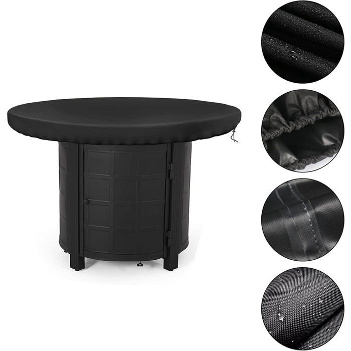 1 Funda redonda para fogata, tela Oxford 420D, impermeable, resistente a los rayos UV, para barbacoa al aire libre.
