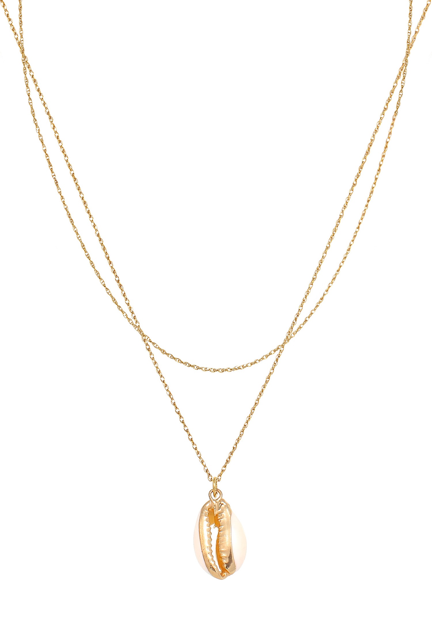 Elli Coquillage Pendentif A Couche Été Plage Collier Femme - (925/1000) Argent Plaqué Or