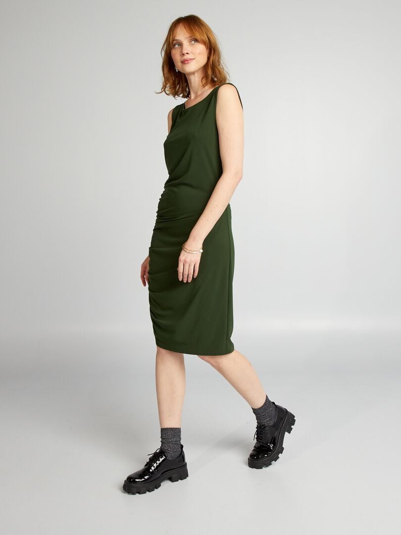 Vestido drapeado sem mangas - VERDE