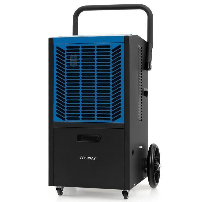 Deshumidificador profesional COSTWAY 66 L/día - Hasta 418 m² - 2 velocidades de ventilador - Temporizador de 24 horas - Bomba - Manguera de desagüe - Azul