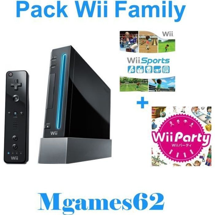 Nintendo Wii Black-konsol - Familjepaket - Wii Sports och Wii Party ingår