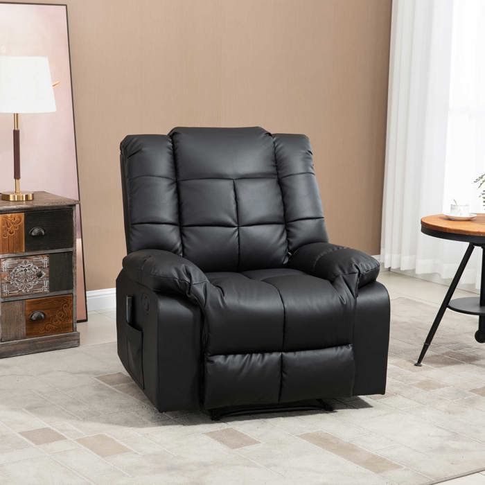 HOMCOM - Sillón reclinable de masaje - Piel sintética - 94x99x99cm - Negro