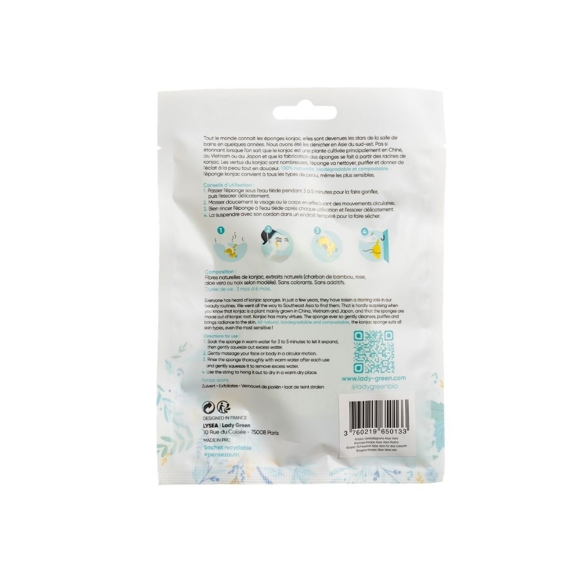 Lady Green Eponge Konjac VISAGE - Aloe Vera