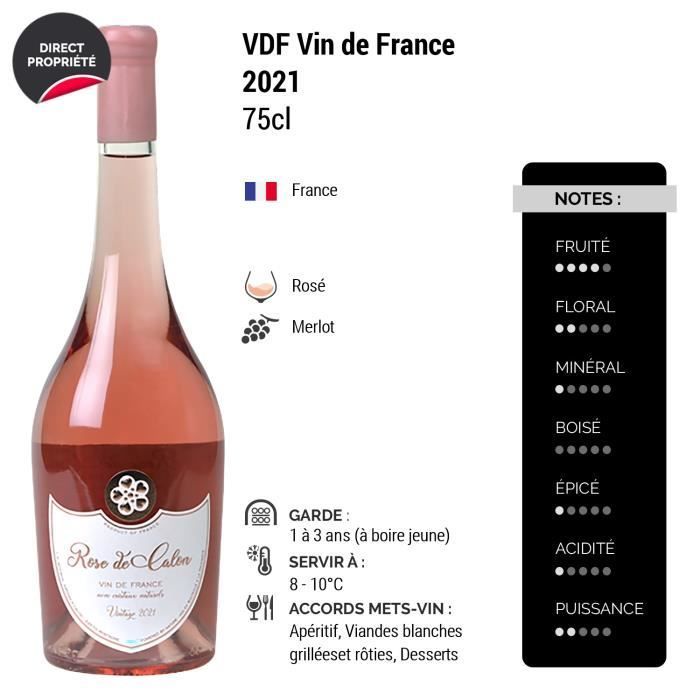 Rose de Calon Rosé 2021 - Case of 3 x 75cl bottles - Bordeaux Rosé Wine - VDF Appellation Vin de France - Origin Bordeaux