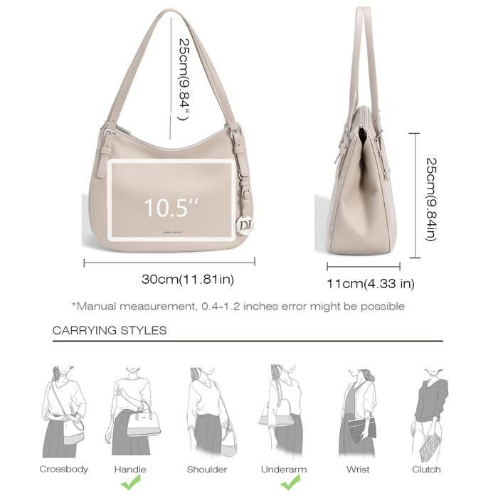 David Jones – Damen-Hobo-Schultertasche aus PU-Leder – Beige
