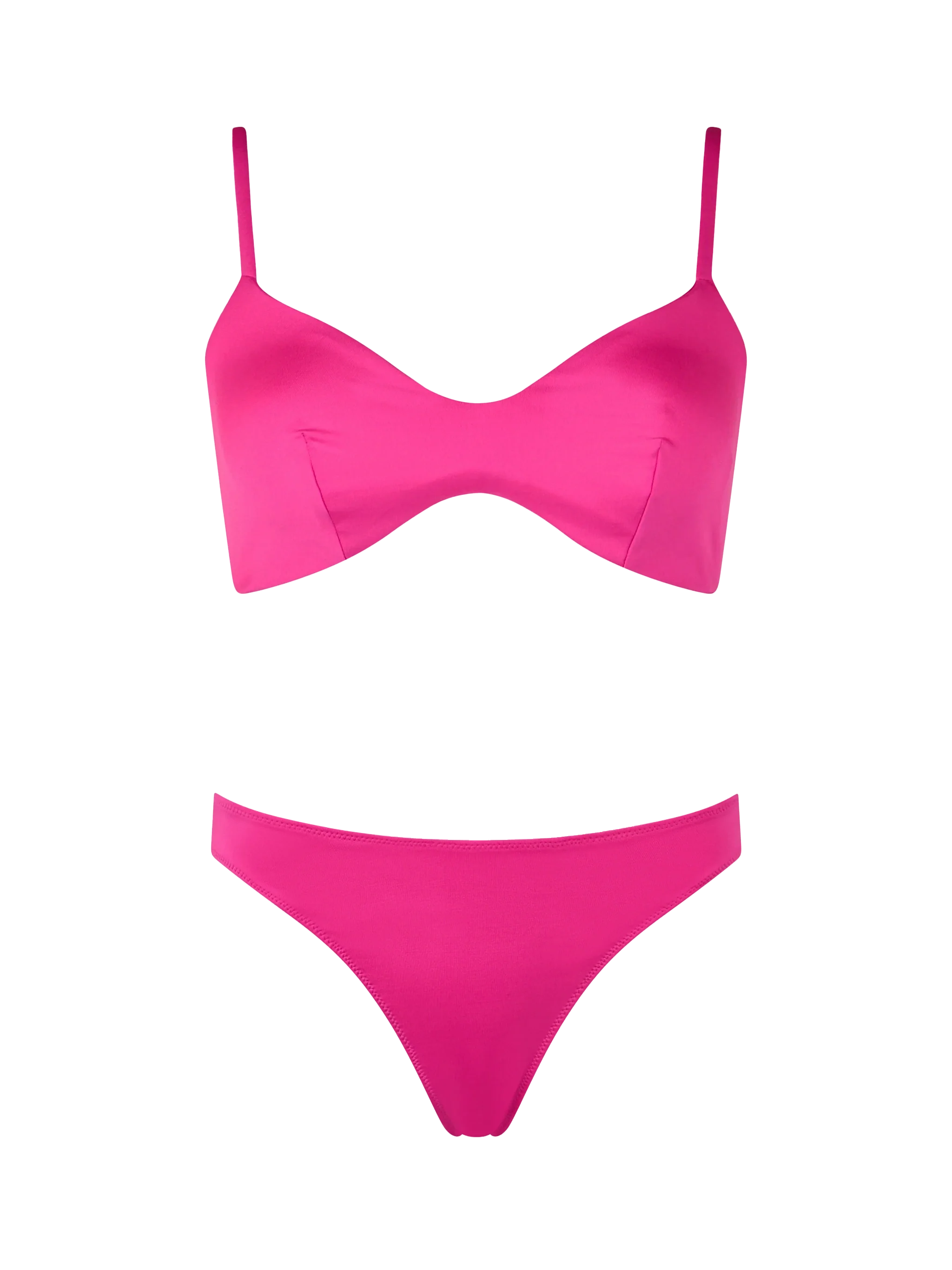 Roze fluorescerende bralette bikini met ronde hals voor dames, May Lido