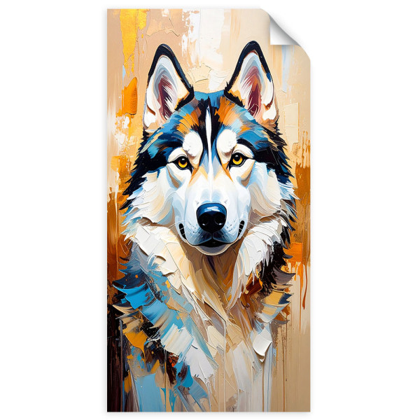 Naklejka na ścianę do salonu Feeby Husky syberyjski Pies Zwierzę 40x80