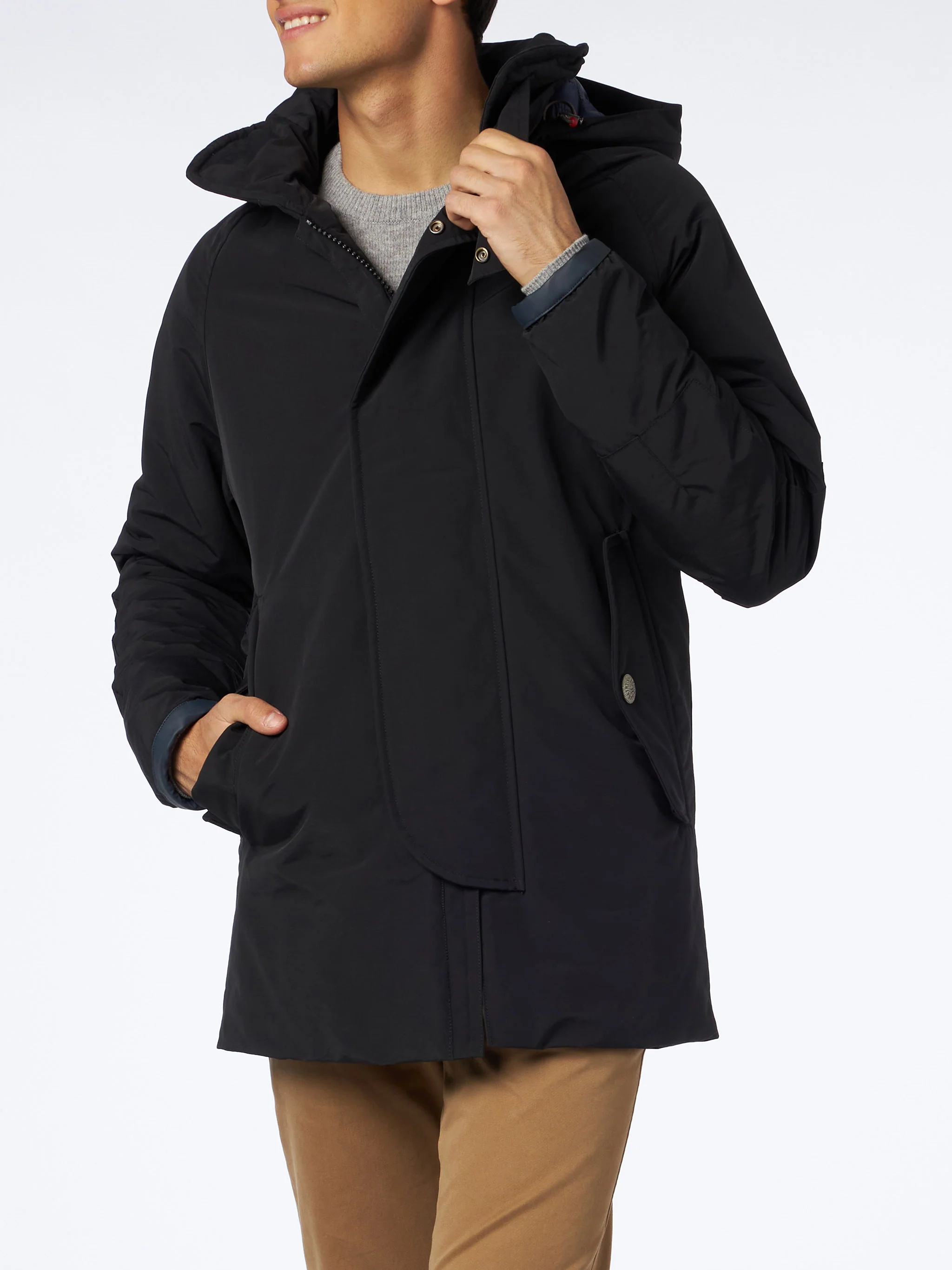 Voyager herenparka met capuchon in grijs