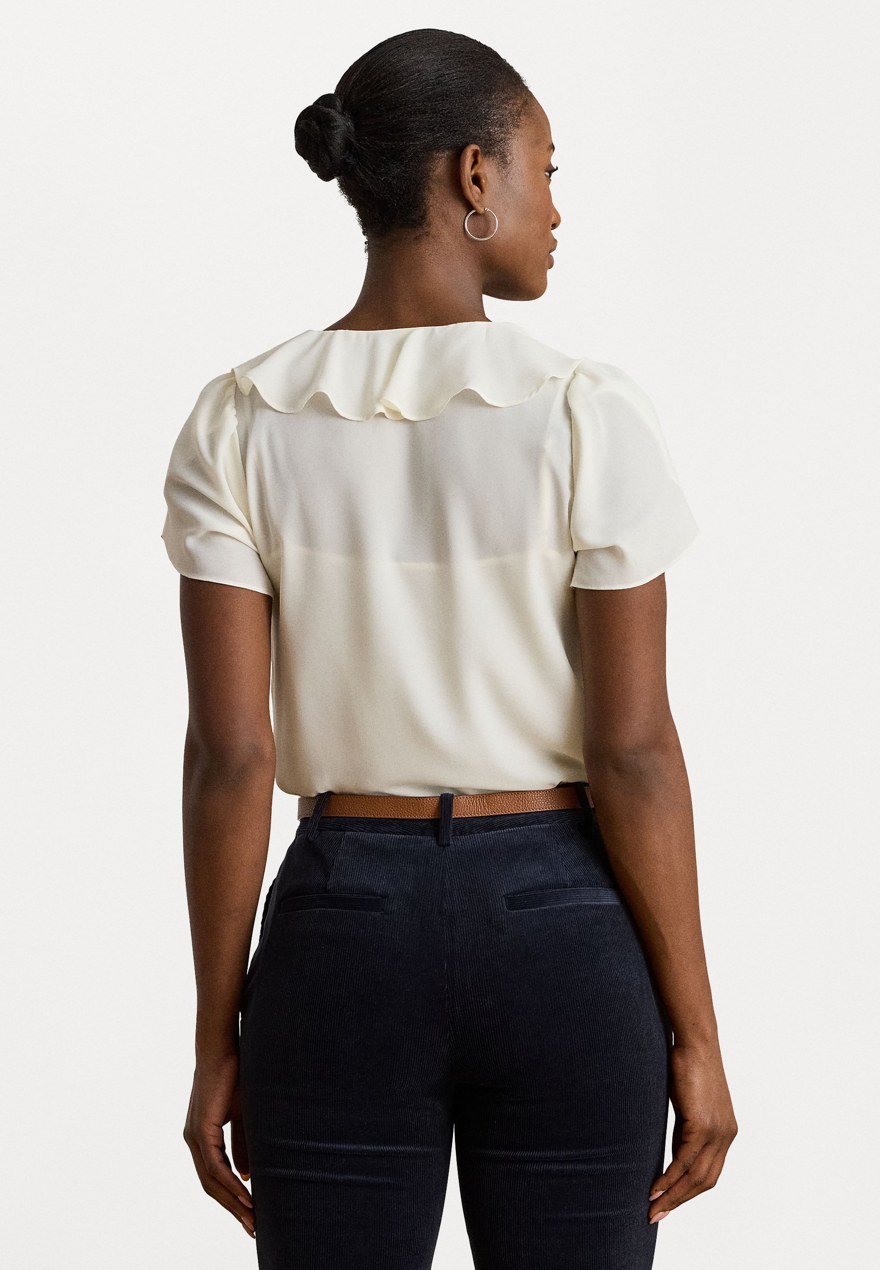 Bluză Lauren Ralph Lauren RUFFLE TRIM GEORGETTE - Bluză - mascarpone cream