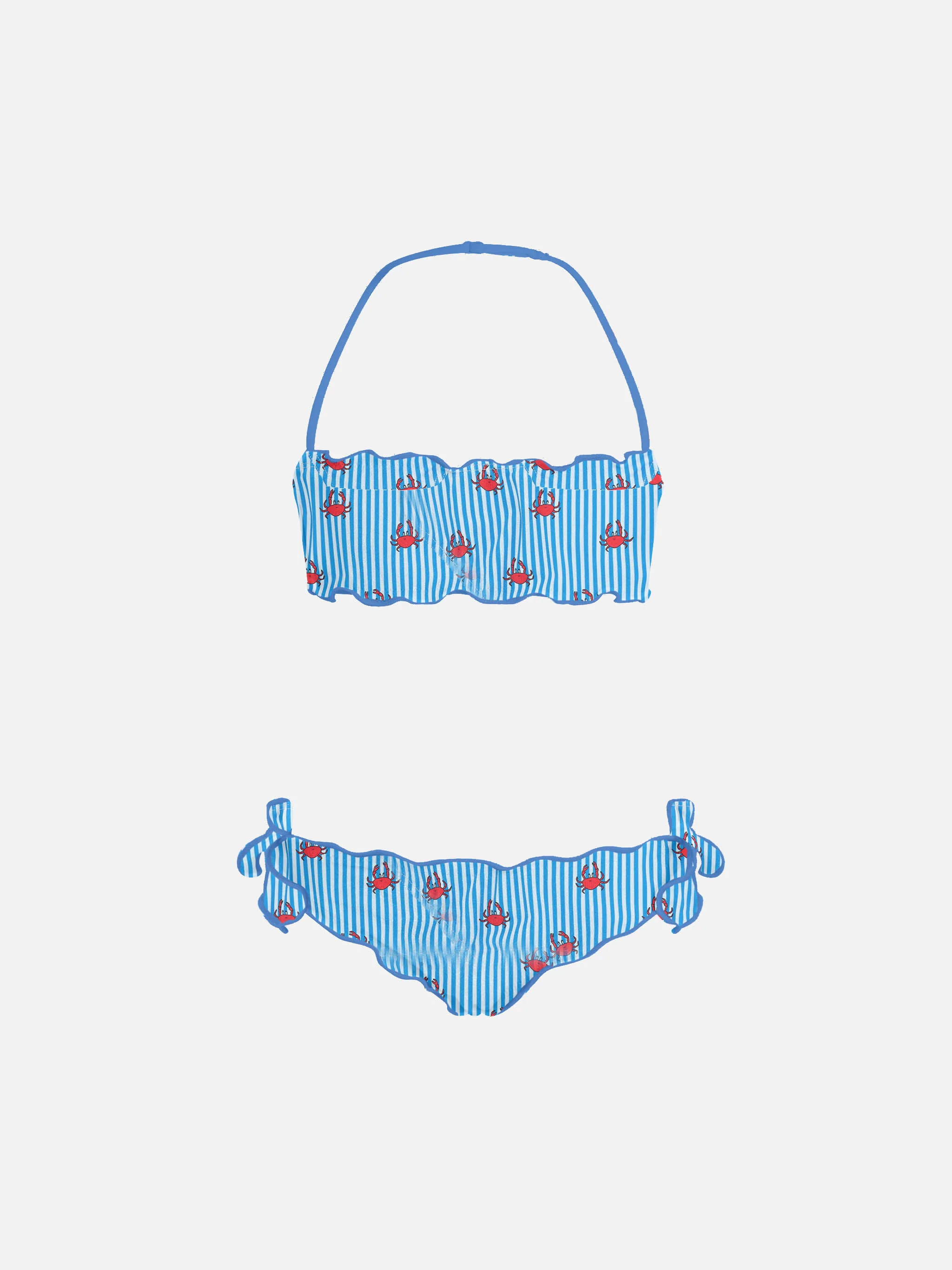 Bikini classico a fascia Emy da bambina con stampa granchio