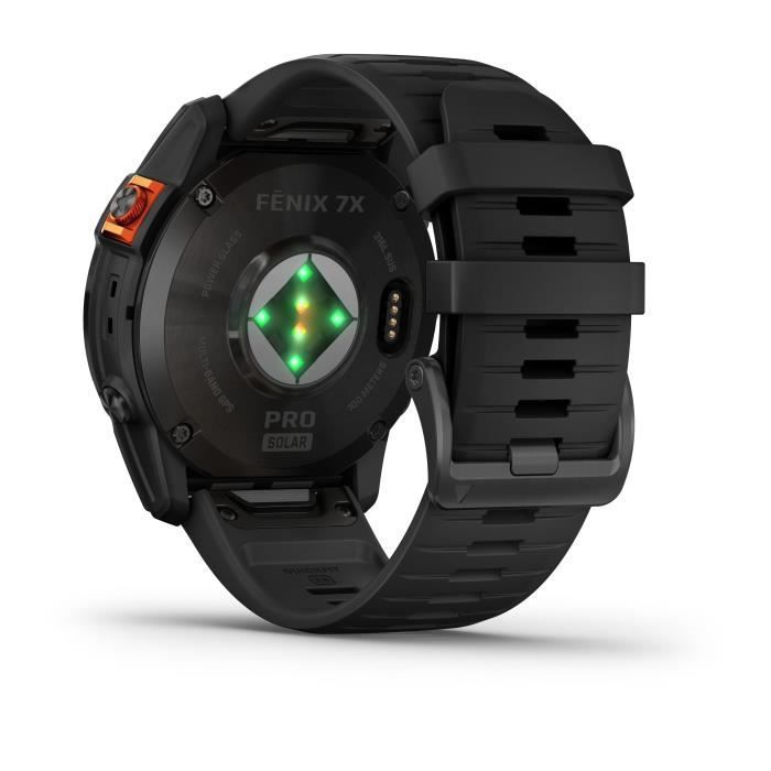 GARMIN - Fenix 7X Pro Solar Edition - High-performance smartwatch - Steel, Gray with black band