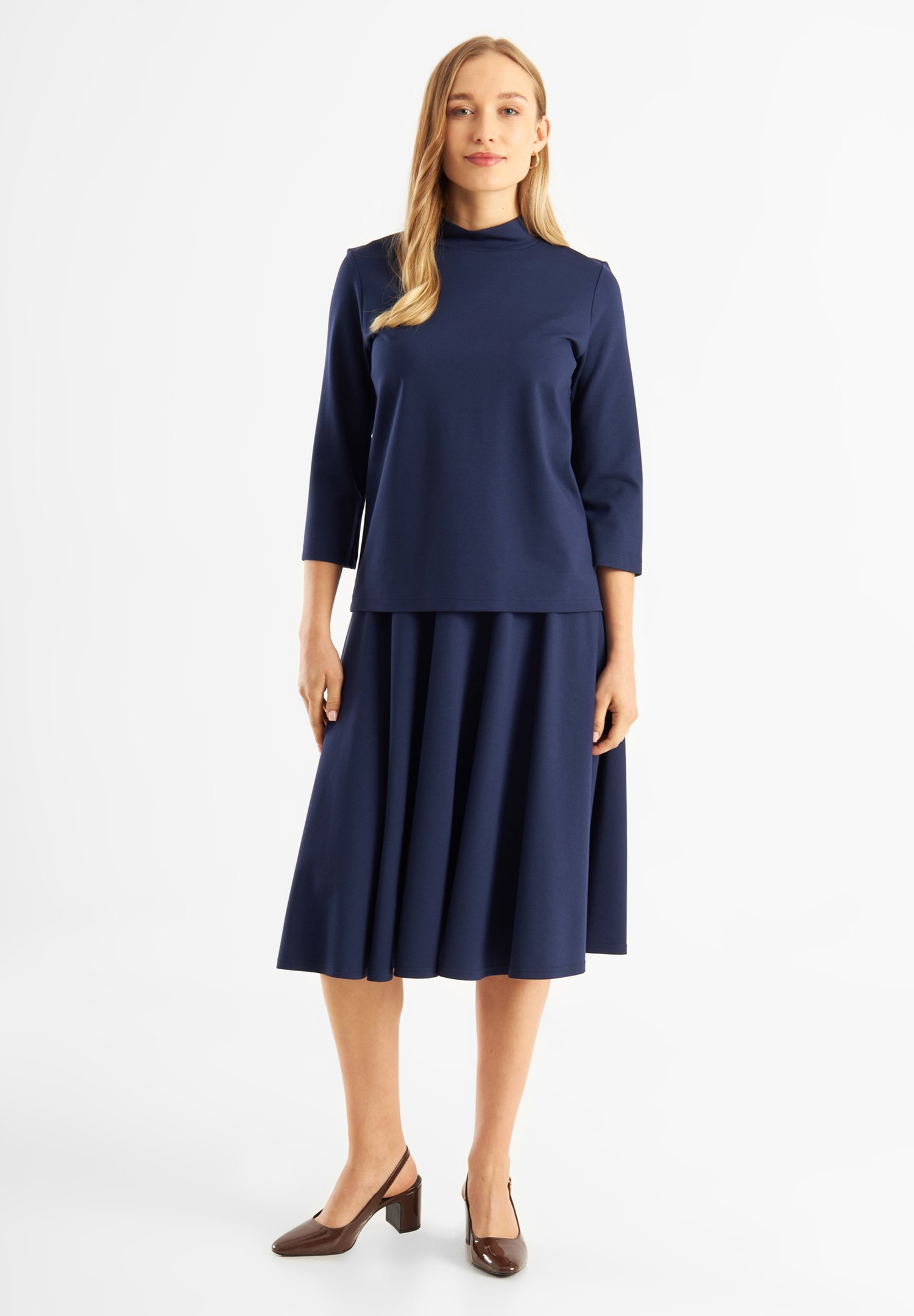 Jascha Stockholm PUNTA MOCK NECK - Top met lange mouwen - marineblauw