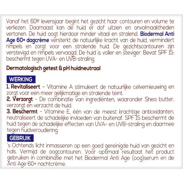 Biodermal Anti Age 60+ dnevna krema<br>50ml - Zrela koža