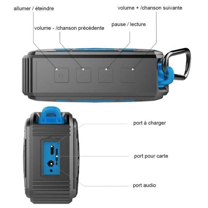 Waterproof 4.1 Bluetooth Sport Speaker - EFCONNECTION - Black - 8h Battery Life