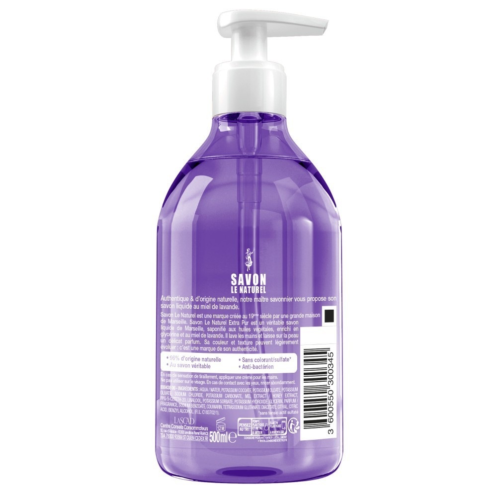 Savon Le Naturel Savon Le Naturel Liquide Miel de Lavande 500ml