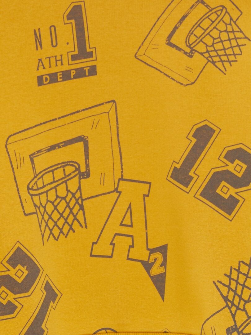 Fleece sweatshirt met 'Basketbal'-thema - GEEL