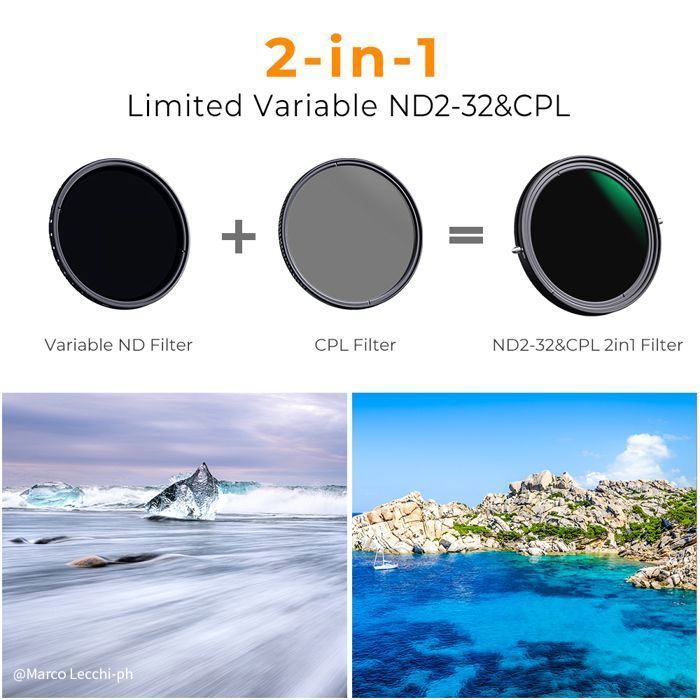 Filtro K&F CONCEPT 67mm CPL+ND2-32 a croce blu per fotocamere