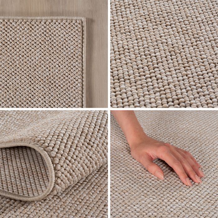 Carpetsale24 Tapis Rond 160 cm Beige Uni Bouclé Style Scandinave Moderne Grand Tapis pour Salon Salle à Manger Chambre