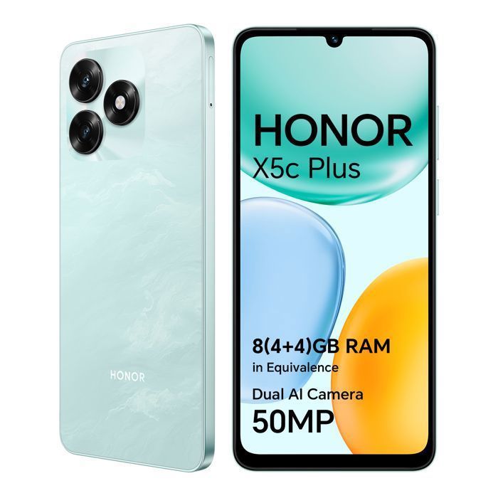 Smartphone 4G - HONOR X5c Plus - 4 GB de RAM - 256 GB - Verde - Cámara ultra nítida de 50 MP - Batería de 5260 mAh - Versión UE
