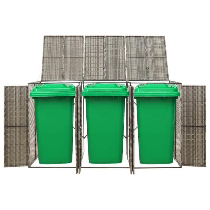 Cache Poubelle/ Abri pour poubelle - VIDAXL - triple Gris 207x80x117 cm Résine tressée CC1572137