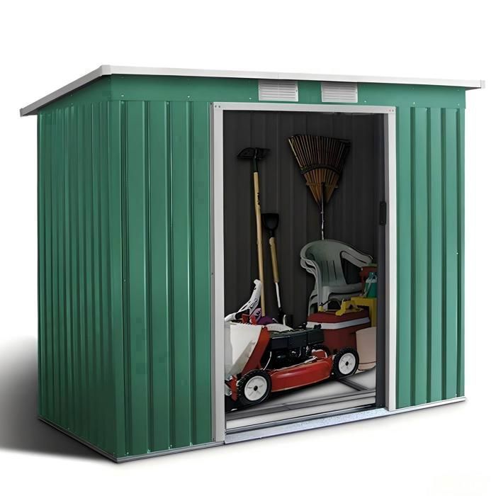 Garden Shed - 194 x 180 x 109 cm, with a covered tool shed and 2 sliding doors