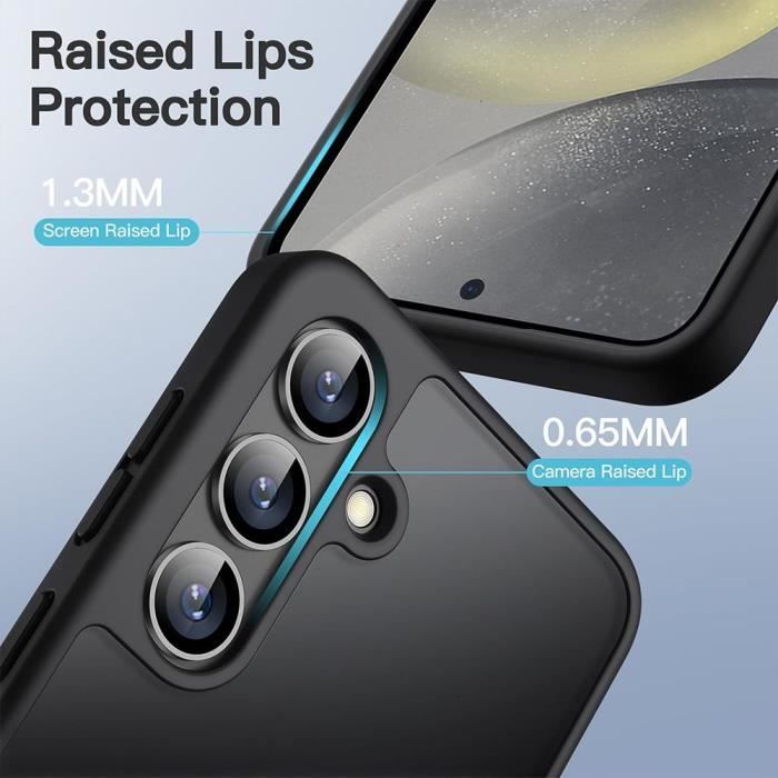 Custodia per Samsung Galaxy S23 Ultra - Antiurto - Sottile - Silicone nero - 2 pellicole protettive in vetro temperato incluse