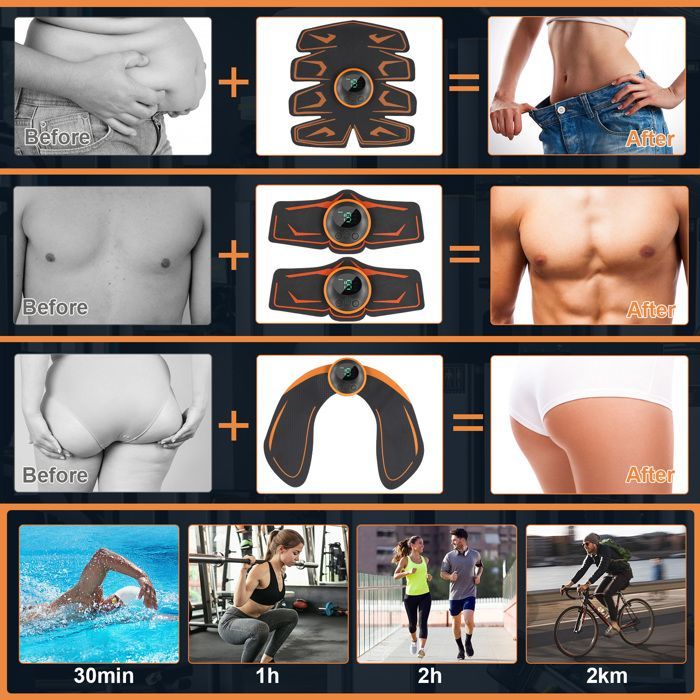 Dispositivo di stimolazione muscolare addominale EMS TTLIFE, dispositivo per l'allenamento dei muscoli addominali, 6 modalità e 9 livelli di intensità