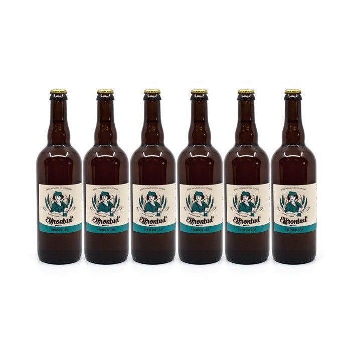 Verpakking van 6 Frenchie IPA Craft Wheat Beers van Brasserie Effrontad, biologisch, 75cl