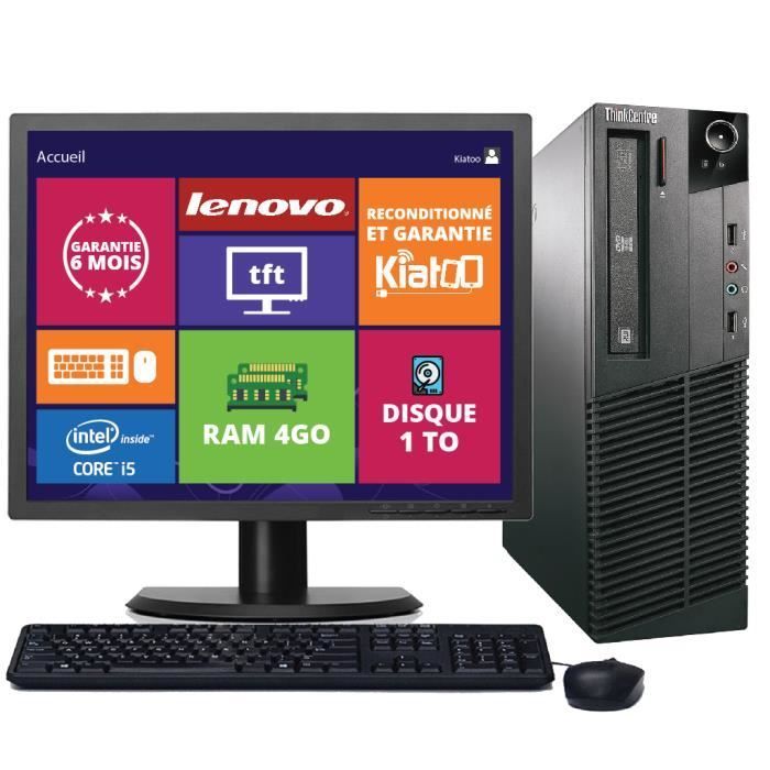 Ordenador de sobremesa Lenovo ThinkCentre M90, Core i5, 4 GB de RAM, disco duro de 1 TB, monitor de 19 pulgadas, Windows 7, PC reacondicionado