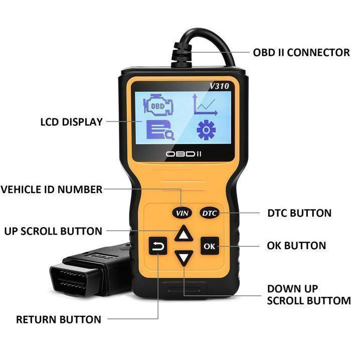 Outil de Diagnostic Auto - Lecteur de Codes Erreur Moteur, Lire et Effacer les Codes, Scanner de Diagnostic Aut OUTIL DE DIAGNOSTIC