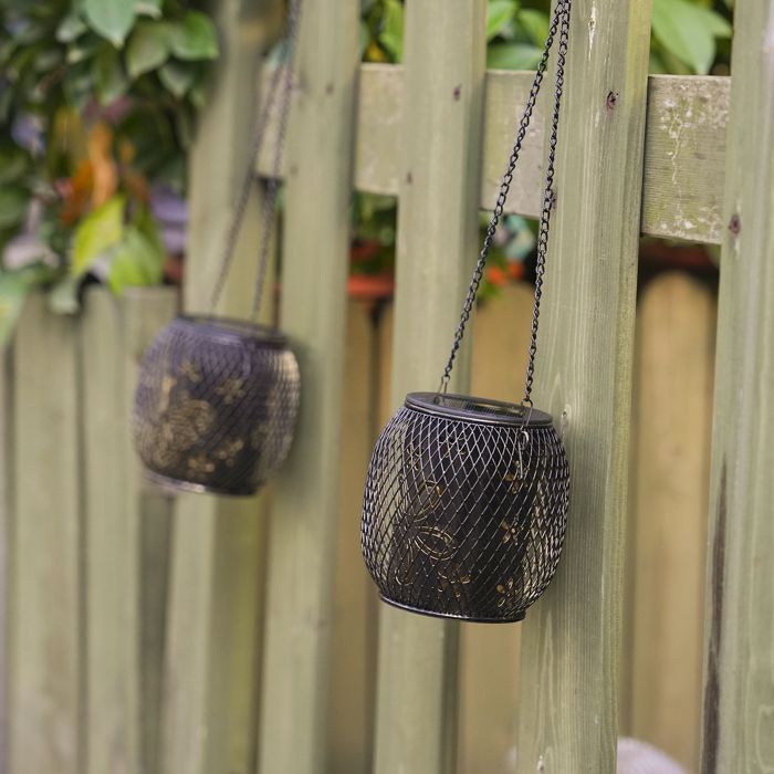 Outdoor solar lantern - Iron - Hollow pattern - Solar powered - IP65 waterproof